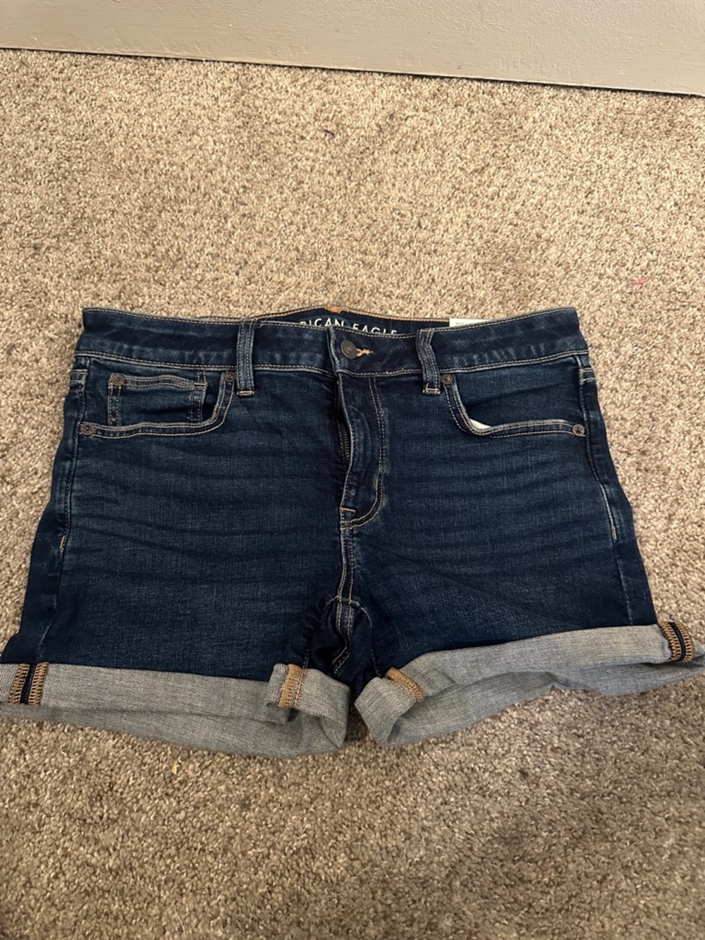 American Eagle Outfitters Roll-Cuff Denim Midi Shorts